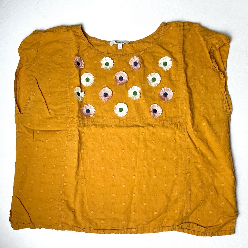Mustard yellow Madewell flower top L